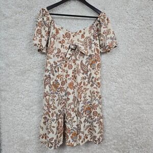 Lily Morgan Dress Womens‎ Large Cream Floral Puff Sleeve Ruffle Hem Cottagecore
